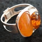 SALE – An Unusual Large Vintage Silver Baltic Amber Bangle – Ideal Gift / Birthday Present Gold Plated Bracelets Antique Jewellery