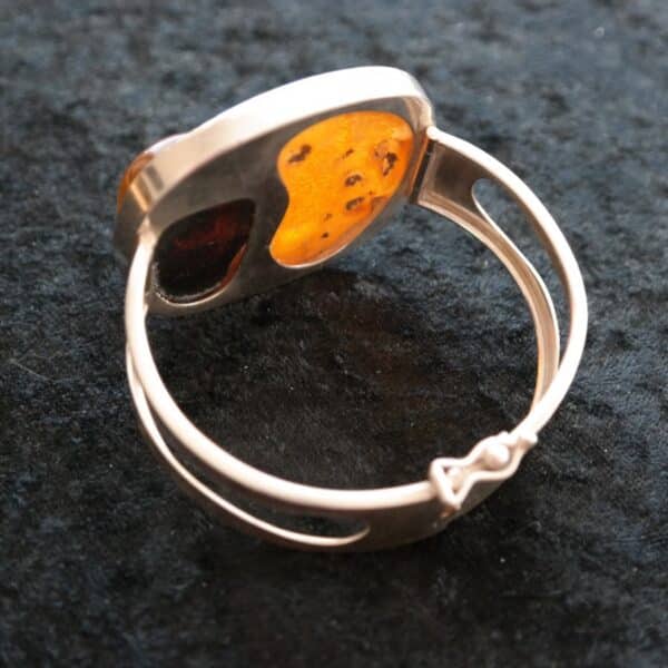 SALE - An Unusual Large Vintage Silver Baltic Amber Bangle - Ideal Gift / Birthday Present - Image 2