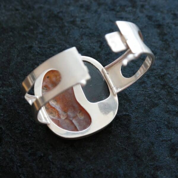 SALE - An Unusual Large Vintage Silver Baltic Amber Bangle - Ideal Gift / Birthday Present - Image 3