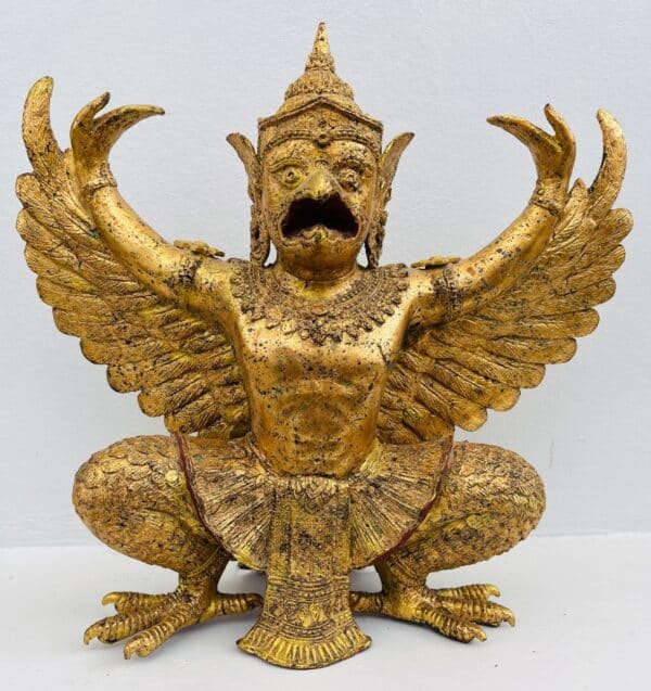 TH027 THAI BRONZE GARUDA WITH GILDED GOLD, RATTANAKOSIN PERIOD, 19th - 20th CENTURY