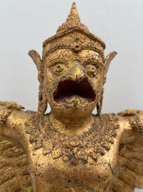 TH027 THAI BRONZE GARUDA WITH GILDED GOLD, RATTANAKOSIN PERIOD, 19th – 20th CENTURY bronze Antique Sculptures 5