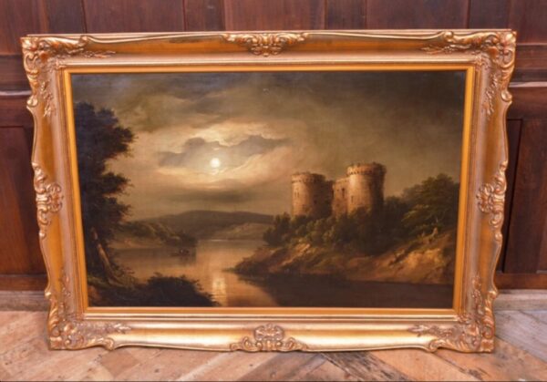 Scottish Loch Oil Painting 19th Castle Portrait Circle Of Alexander Nasmyth 1758-1840 - Image 3