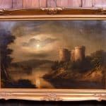 Scottish Loch Oil Painting 19th Castle Portrait Circle Of Alexander Nasmyth 1758-1840 Antique Art