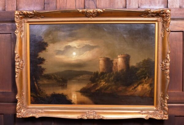 Scottish Loch Oil Painting 19th Castle Portrait Circle Of Alexander Nasmyth 1758-1840 Antique Art 3