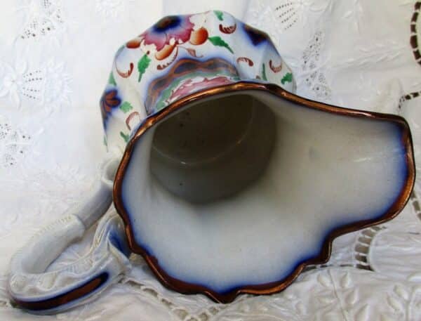 Antique Victorian Gaudy Welsh “Snowdonia” Pattern Pottery Jug Antique Antique Ceramics 8