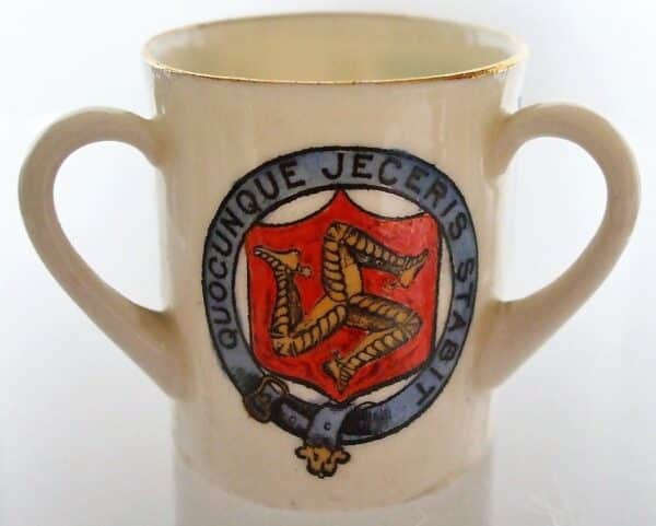 W.H. Goss ~ Fairy Three Handled Loving Cup ~ A.C.C. No. 475 ~ Isle of Man ~ Douglas ~ See of Man Ancient Antique Antique Ceramics 4