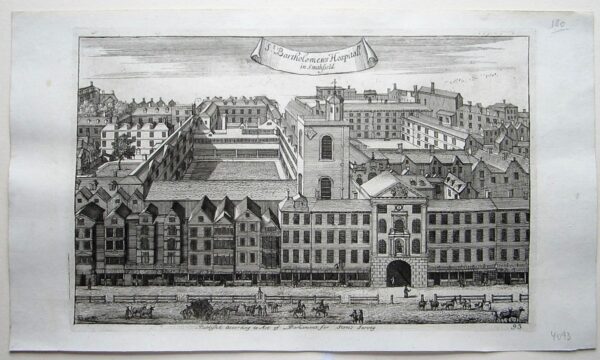 An attractive antique view of St. Bart’s Hospital. antique prints Antique Prints 3