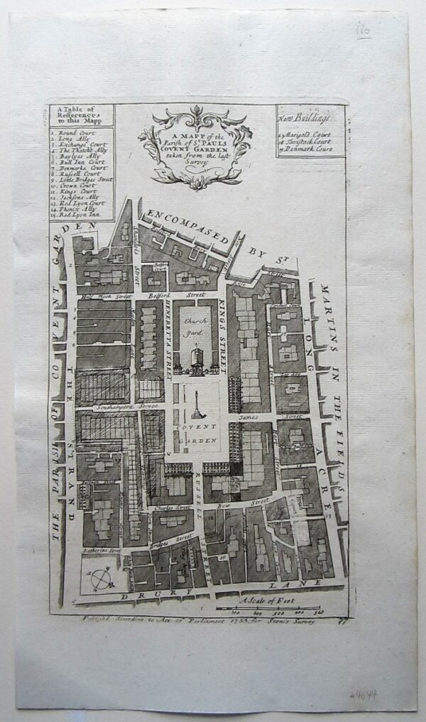 A charming 18th century map of Covent Garden, St.Paul’s, Long Acre, The Strand and St. Martin’s in the Field.