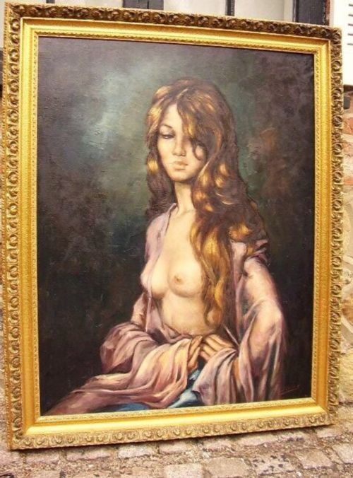 Nude Filipino Lady Oil Portrait Painting Moonlight Pose Signed J.Luna Antique Art 4