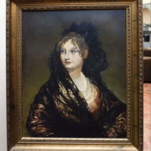 Isabel De Porcel After Francisco De Goya Oil Portrait Painting Of Spanish Lady Antique Art