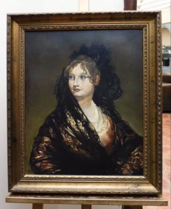 Isabel De Porcel After Francisco De Goya Oil Portrait Painting Of Spanish Lady Antique Art 3