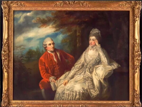 Sir Joshua Reynolds David & Eva Maria Garrick 18thc Antique Oil Portrait Painting
