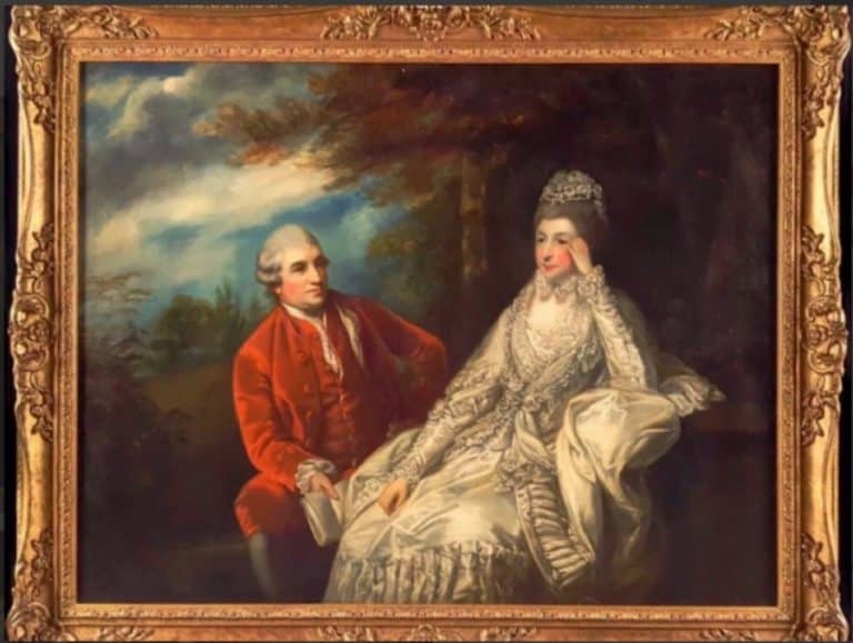 Sir Joshua Reynolds David & Eva Maria Garrick 18thc Antique Oil Portrait Painting