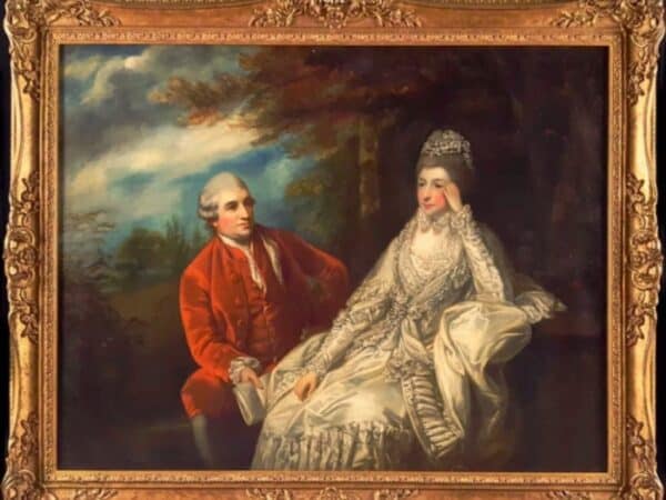 Sir Joshua Reynolds David & Eva Maria Garrick 18thc Antique Oil Portrait Painting - Image 2