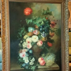 Still Life Flowers & Fruit Oil Painting On Canvas Dutch Manner Antique Oil Painting Antique Art