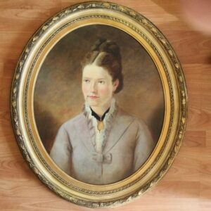 19thc Portrait Painting Of A Lady Antique Art