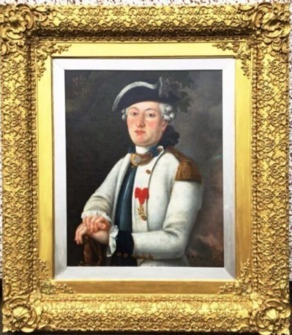 18thc Portrait Painting French Naval Officer Wearing Order Of St.Louis Antique Art 9