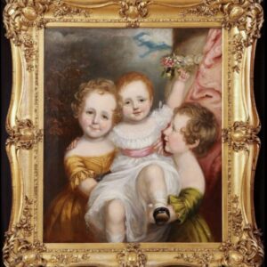 Sir Thomas Lawrence ( Studio Of ) Regency Period 1811-1820 Oil Portrait Painting Angelic Children Antique Art