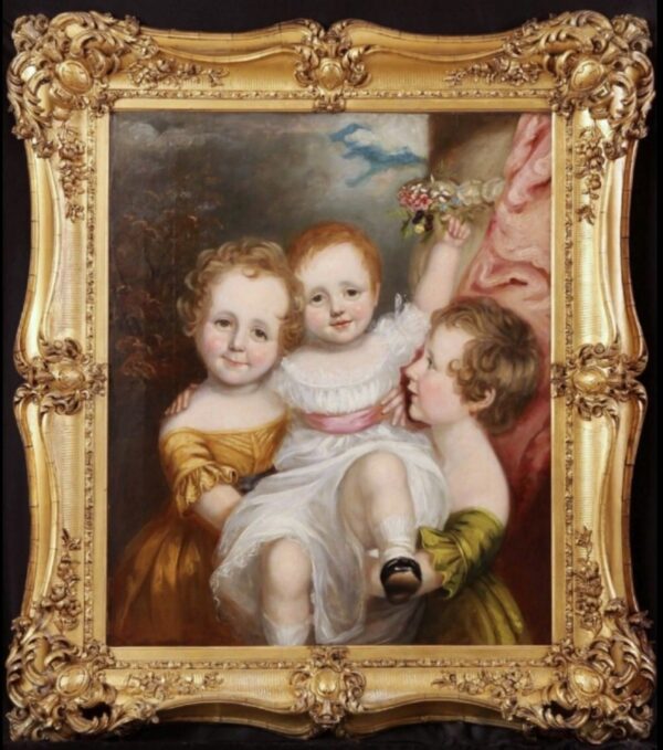 Sir Thomas Lawrence ( Studio Of ) Regency Period 1811-1820 Oil Portrait Painting Angelic Children Antique Art 3