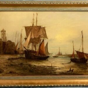 19th Dutch Seascape Coastal Marine Landscape Oil Painting Miscellaneous