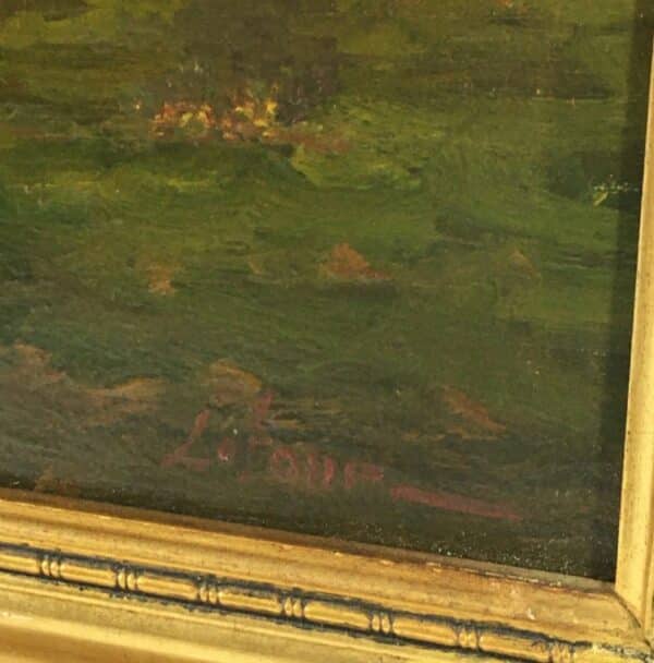 Barbizon School French Rural Farmyard Scene 19th Century Landscape Oil Painting On Panel - Image 6