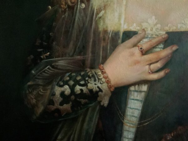 Oil Portrait Painting Wealthy European Noble Lady Antique Art 7