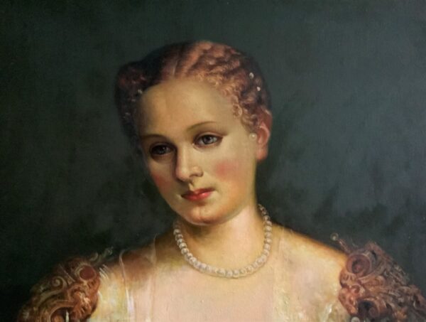 Oil Portrait Painting Wealthy European Noble Lady Antique Art 6