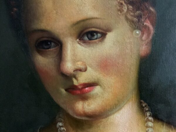 Oil Portrait Painting Wealthy European Noble Lady Antique Art 5
