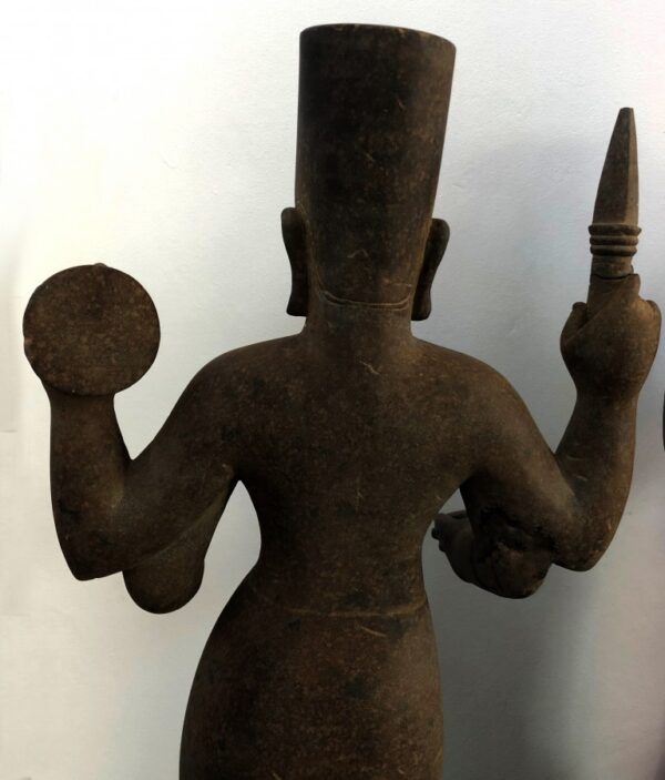 K0454 KHMER DURGA MAHISHASUARAMARDINI, SAMBOR PREI KUK, SANDSTONE angkor Antique Sculptures 8