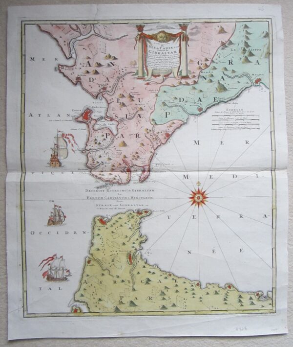 A beautiful map of Gibraltar by Homann. antique maps Antique Maps 3