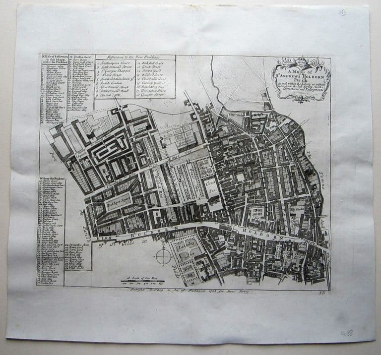 A charming 18th century map of Holborn, Gray’s Inn and Lincoln’s Inn.