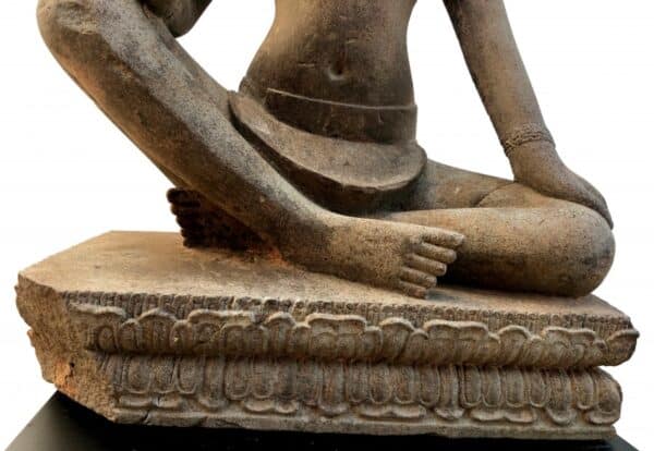K0433 KHMER SEATED BODHISATTVA LOKESHVARA WITH 3rd EYE, STYLE OF BAPHUON khmer Antique Sculptures 6