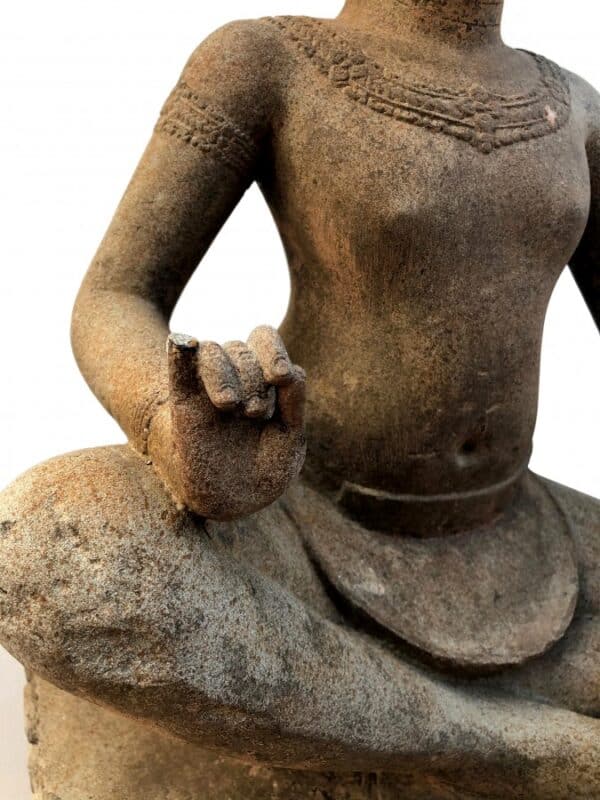 K0433 KHMER SEATED BODHISATTVA LOKESHVARA WITH 3rd EYE, STYLE OF BAPHUON - Image 5