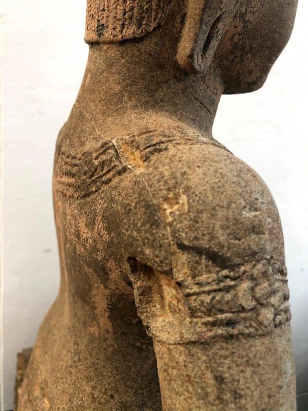K0433 KHMER SEATED BODHISATTVA LOKESHVARA WITH 3rd EYE, STYLE OF BAPHUON khmer Antique Sculptures 9