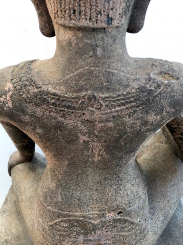 K0433 KHMER SEATED BODHISATTVA LOKESHVARA WITH 3rd EYE, STYLE OF BAPHUON khmer Antique Sculptures 10