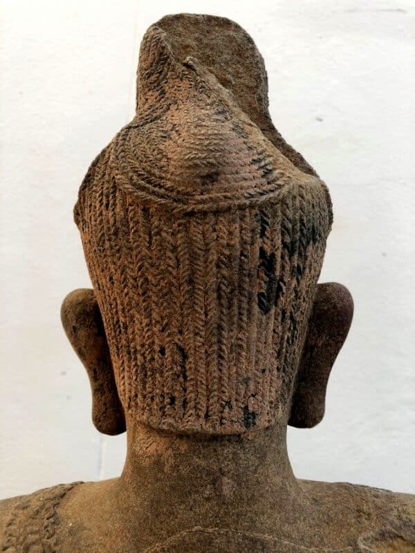 K0433 KHMER SEATED BODHISATTVA LOKESHVARA WITH 3rd EYE, STYLE OF BAPHUON khmer Antique Sculptures 11