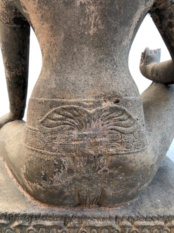 K0433 KHMER SEATED BODHISATTVA LOKESHVARA WITH 3rd EYE, STYLE OF BAPHUON khmer Antique Sculptures 12