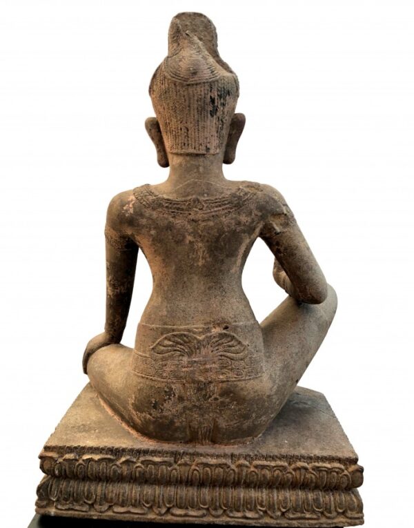 K0433 KHMER SEATED BODHISATTVA LOKESHVARA WITH 3rd EYE, STYLE OF BAPHUON khmer Antique Sculptures 13
