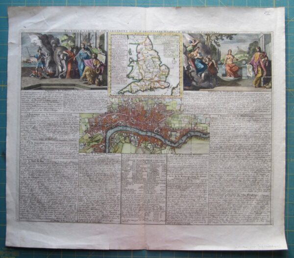 An 18th century map of London with explanatory text.