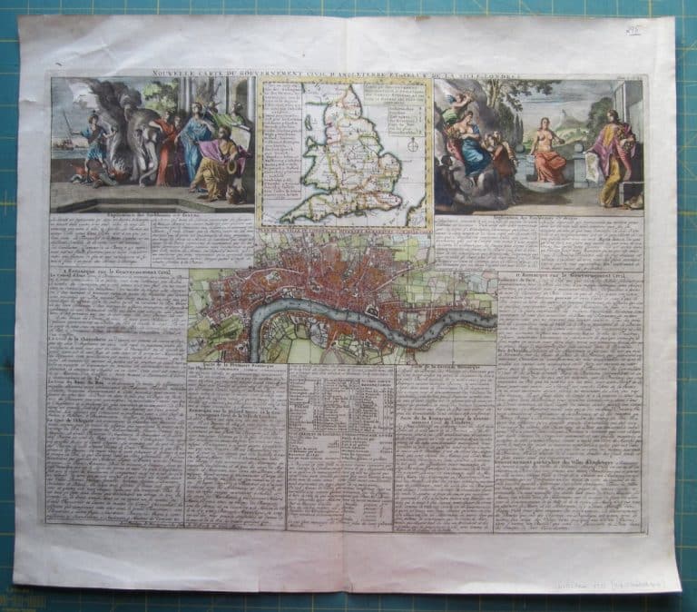 An 18th century map of London with explanatory text.