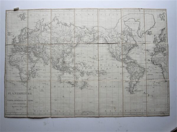 A large folding map of the World by Poirson.