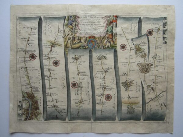 Rare strip or road map from London to Aberystwyth! antique maps Antique Maps 3