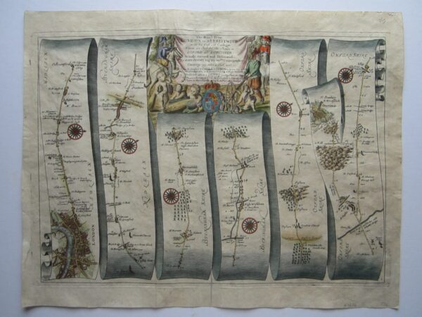 Rare strip or road map from London to Aberystwyth!