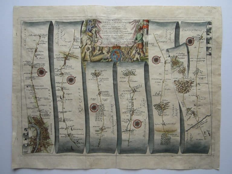 Rare strip or road map from London to Aberystwyth!
