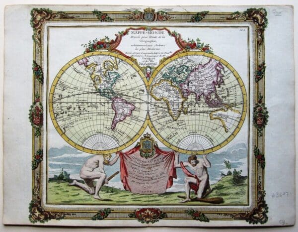 A beautiful Double Hemisphere map by Brion de la Tour! antiquemaps Antique Maps 3