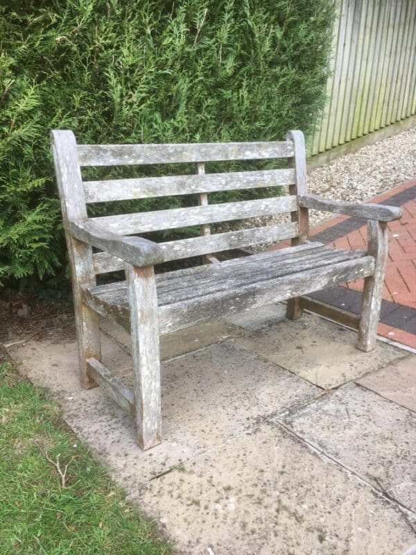 Weathered Teak Garden Bench - Image 4