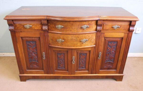 Antique Walnut Bow Front Chiffonier Sideboard Base - Image 11