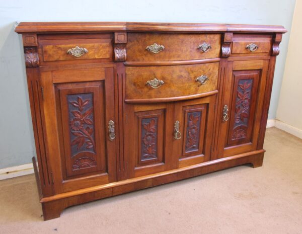 Antique Walnut Bow Front Chiffonier Sideboard Base - Image 2