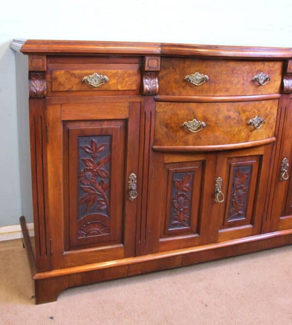 Antique Walnut Bow Front Chiffonier Sideboard Base - Image 3