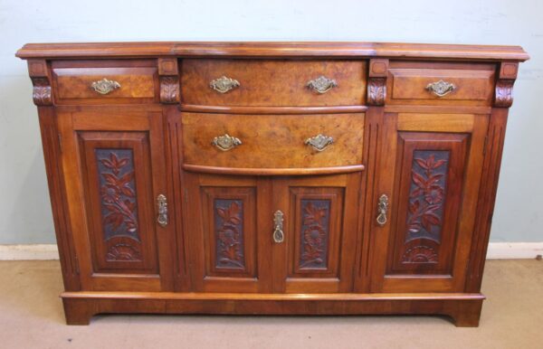 Antique Walnut Bow Front Chiffonier Sideboard Base - Image 8